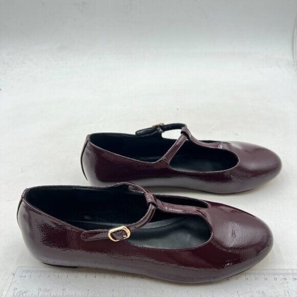 Milooey shoes Round Toe Flat Mary Janes , Chunky Low Heels T-Strap Buckled Brown - Picture 4 of 8